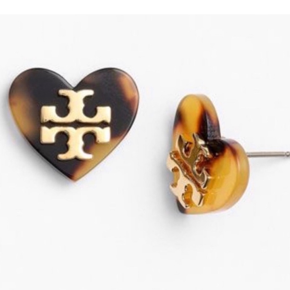 Tory Burch Logo Heart Stud Earrings